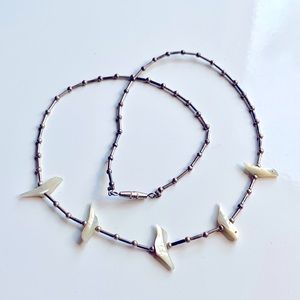 Zuni Sterling Silver 925 Mother of Pearl Bird Fetish Necklace